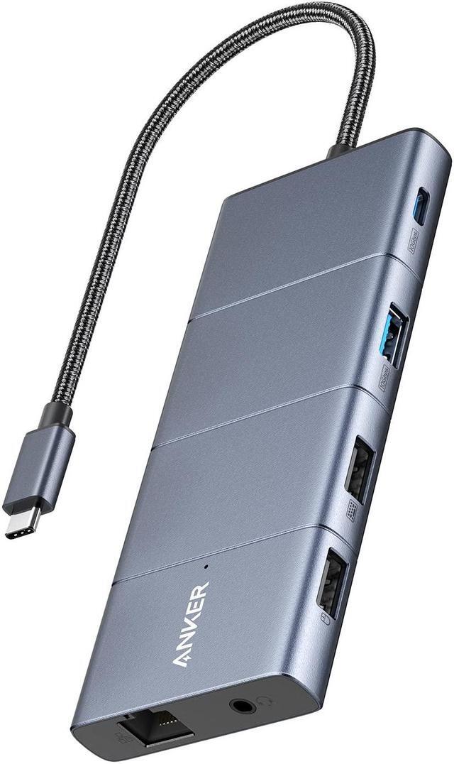 Alt view image 7 of 12 - Anker 565 11-in-1 USB C Hub, 10 Gbps USB-C and USB-A Data Ports, 4K HDMI and DisplayPort, 100W Power Delivery, 2 USB 2.0 Data Ports, Ethernet, AUX, microSD and SD Card Slots, for XPS and More