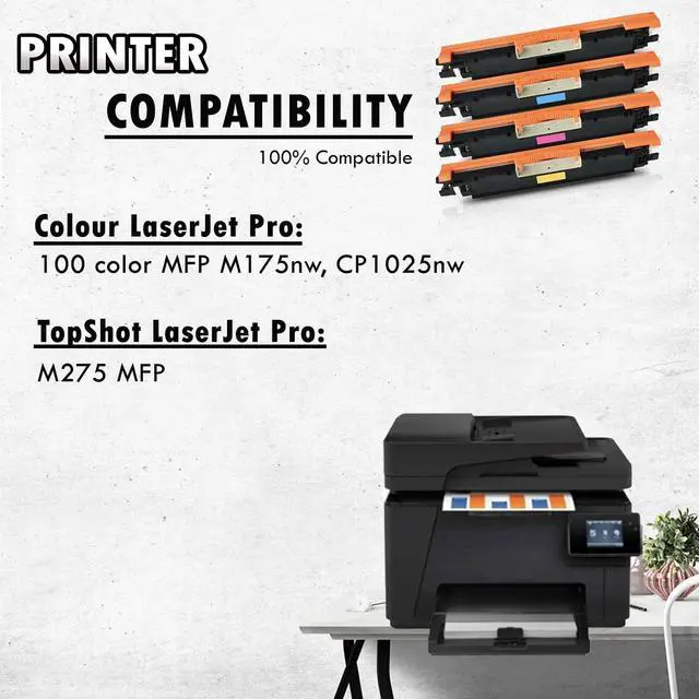 Alt view image 4 of 8 - 1 Set of 4 Inkfirst Compatible Toner Cartridges Replacement for HP CE310A CE311A CE312A CE313A 126A Color LaserJet CP1025nw