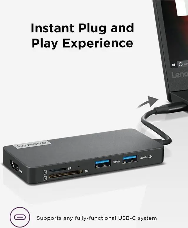 Alt view image 11 of 14 - Lenovo USB-C 7-in-1 Hub