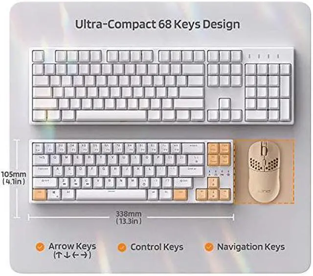 Alt view image 10 of 14 - LTC NB681 Nimbleback Wired 65% Mechanical Keyboard, RGB Backlit Ultra-Compact 68 Keys Gaming Keyboard w/ Hot-Swappable Switch and Stand-Alone Arrow/Control Keys (Hot Swappable  Brown Switch White)