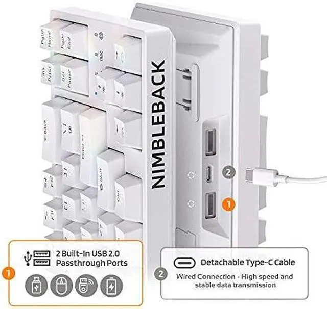 Alt view image 14 of 14 - LTC NB681 Nimbleback Wired 65% Mechanical Keyboard, RGB Backlit Ultra-Compact 68 Keys Gaming Keyboard w/ Hot-Swappable Switch and Stand-Alone Arrow/Control Keys (Hot Swappable  Brown Switch White)