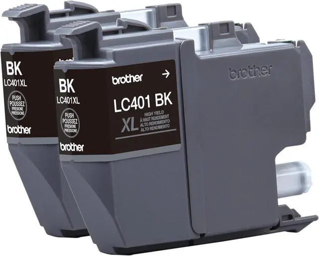 Alt view image 9 of 14 - Brother LC401 Black High Yield Ink Cartridge 2/Pack (LC401XL2PKS)