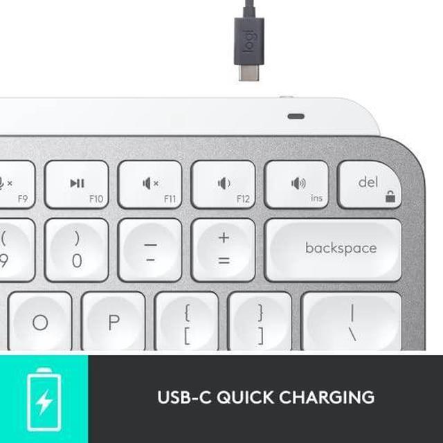 Alt view image 11 of 12 - Logitech MX Keys Mini Minimalist Wireless Illuminated Keyboard, Compact, Bluetooth, USB-C, for Apple macOS, iOS, Windows, Linux, Android - Pale Gray - With Free Adobe Creative Cloud Subscription