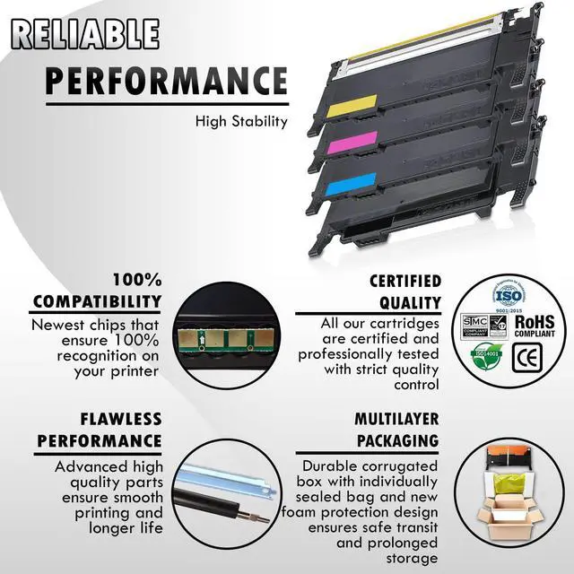 Alt view image 11 of 11 - 1 Set of 4 Inkfirst® Compatible Toner Cartridges Replacement for Samsung 407S 407 CLP320 CLP-325 CLP-325W CLX-3185