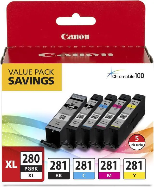 Alt view image 7 of 8 - Canon PGI-280 XL/CLI-281 - Combo Pack - Pigmented Black/Black/Cyan/Magenta/Yellow