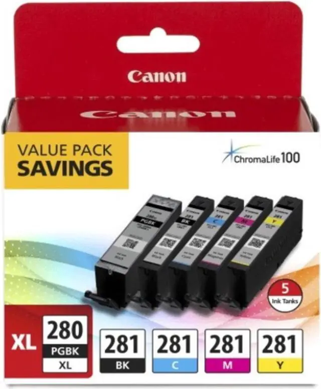 Alt view image 8 of 8 - Canon PGI-280 XL/CLI-281 - Combo Pack - Pigmented Black/Black/Cyan/Magenta/Yellow