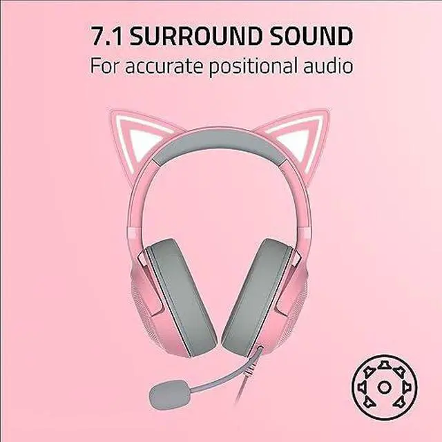 Alt view image 6 of 7 - Razer Kraken Kitty V2 - USB Headset with RGB Kitty Ears - Quartz Edition