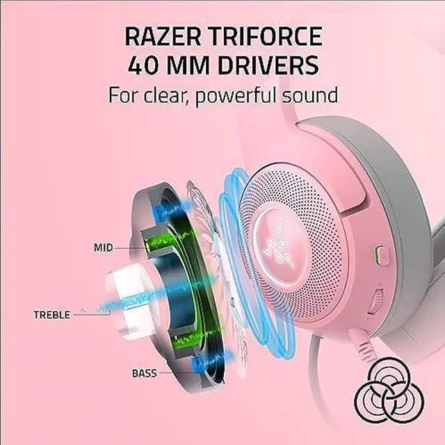 Alt view image 7 of 7 - Razer Kraken Kitty V2 - USB Headset with RGB Kitty Ears - Quartz Edition