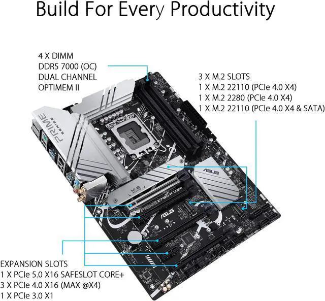Alt view image 10 of 11 - Asus PRIME Z790-P LGA 1700 ATX motherboard with PCIe 5.0 DDR5 HDMI DP