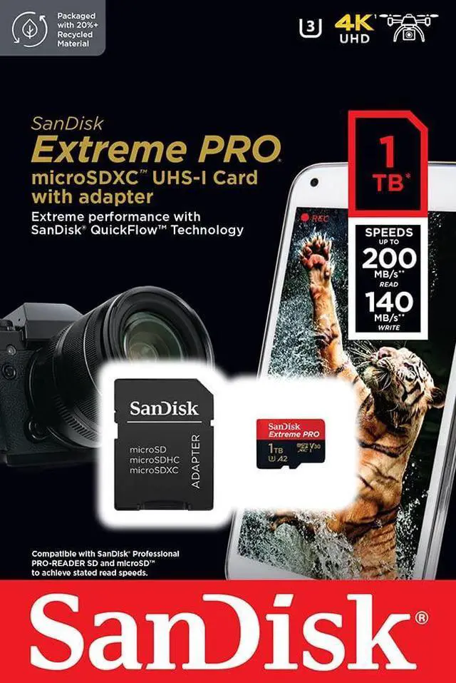 Alt view image 14 of 20 - SanDisk 1TB Extreme PRO A2 microSDXC Card UHS-I U3 V30 Read Speed up to 200MB/s for 4K UHD Video (SDSQXCD-1T00-GN6MA)