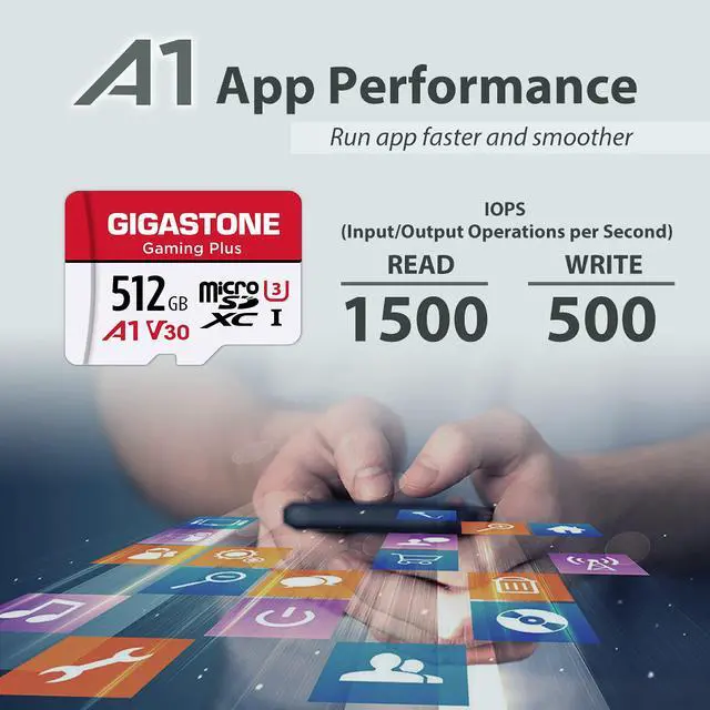 Alt view image 10 of 13 - Gigastone 512GB Micro SD Card, Gaming Plus, Nintendo Switch Compatible, 100MB/s, 4K Video Recording Camera, MicroSDXC UHS-I, A1 Run App, Class 10