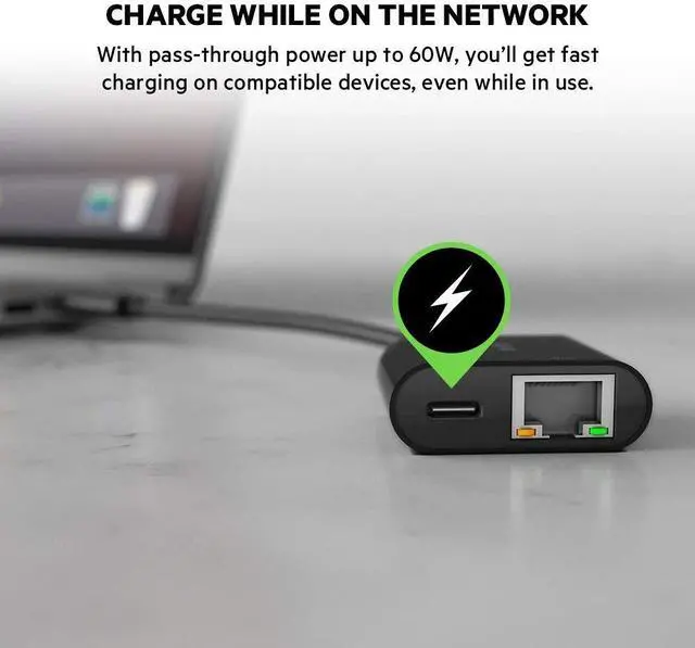 Alt view image 14 of 17 - Belkin - USB-C Network Adapter - Black (INC001BTBK)