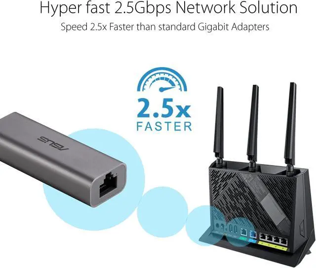 Alt view image 19 of 20 - Asus USB-C2500 2.5Gigabit Ethernet Adapter - USB 3.2 (Gen 1) Type A - 1 Port(s) - 1 - Twisted Pair