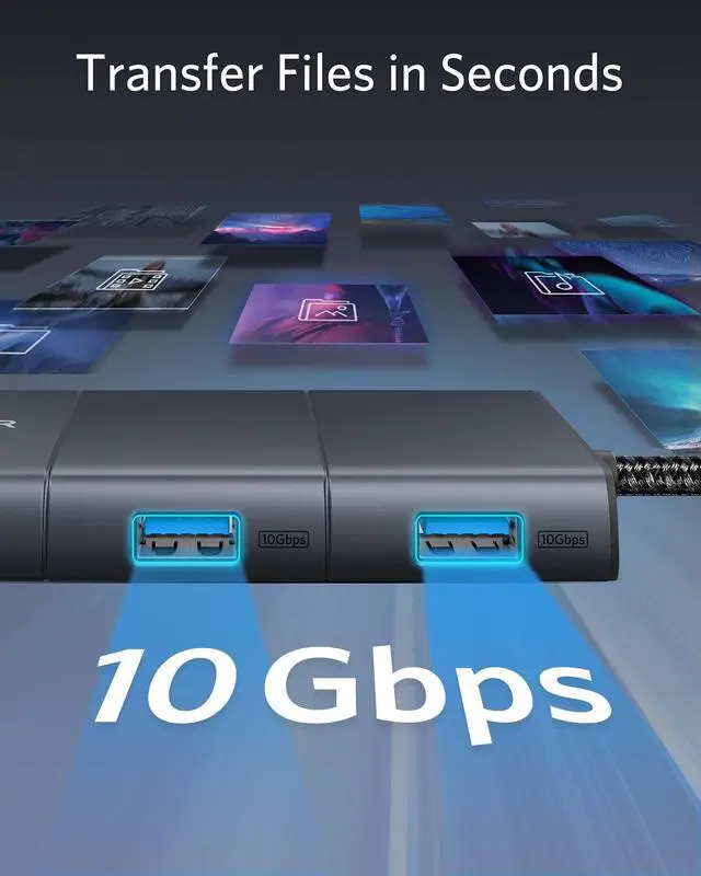Alt view image 13 of 14 - Anker USB C Hub, PowerExpand 6-in-1 USB-C Adapter, with 4K@60Hz HDMI, 100W Power Delivery, 10 Gbps USB C and 2 USB A Ports, SD Card Reader and 3.5mm Audio, for MacBook Air, MacBook Pro, XPS, and More