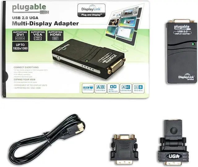 Alt view image 9 of 12 - Plugable USB 2.0 to DVI/VGA/HDMI Video Graphics Adapter for Multiple Monitors up to 1920x1080 Supports Windows 11, 10, 8.1, 7, XP, and Mac 10.14+
