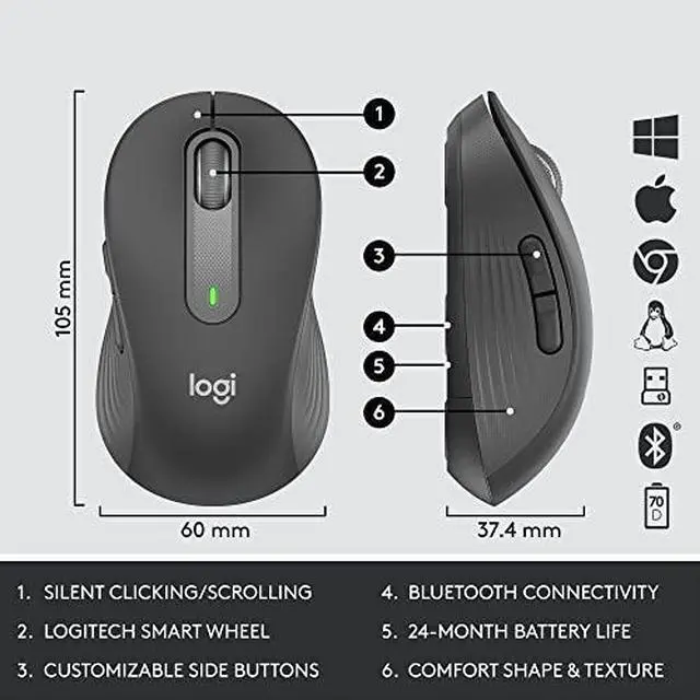 Alt view image 11 of 13 - Logitech Signature MK650 Combo for Business Wireless Mouse and Keyboard Graphite (920-010909)