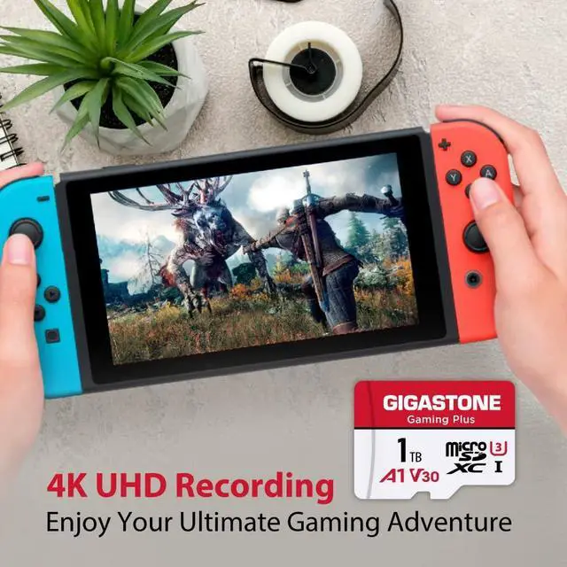 Alt view image 10 of 12 - [Gigastone] 1TB Micro SD Card, Gaming Plus, up to 150MB/s, MicroSDXC Memory Card for Nintendo-Switch, Steam Deck, 4K Video Recording, UHS-I A1 U3 V30 C10, with Adapter