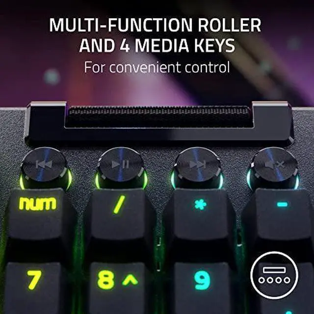Alt view image 2 of 7 - Razer BlackWidow V4 Pro Wired Mechanical Gaming Keyboard - Yellow Switches (Linear & Silent), Doubleshot ABS Keycaps, Command Dial, Chroma RGB, Magnetic Wrist Rest, Snap Tap