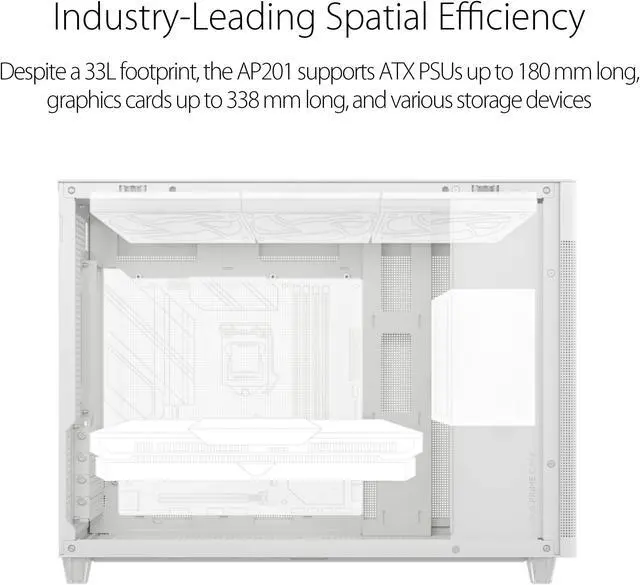 Alt view image 18 of 17 - ASUS AP201 Type-C Airflow-focused Micro-ATX,Mini-ITX Computer Case, Support 360/280 Liquid Cooling White
