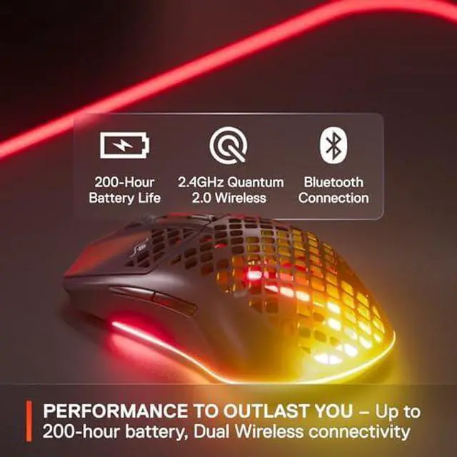 Alt view image 18 of 20 - SteelSeries - Aerox 3 2022 Edition Wireless Optical Gaming Mouse with Ultra Lightweight Design - Onyx (62612)