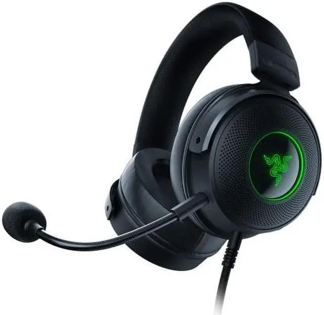 Alt view image 5 of 10 - Razer Kraken V3 Wired USB Gaming Headset: Triforce Titanium 50mm Drivers - THX Spatial Audio - Chroma RGB Lighting - Hybrid Fabric & Leatherette Memory Foam Cushions - Detachable HyperClear Mic