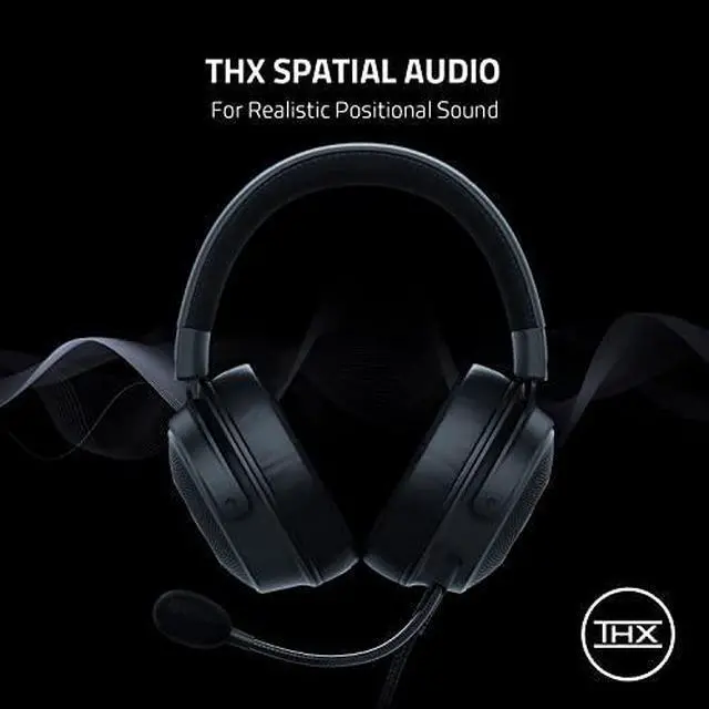 Alt view image 9 of 10 - Razer Kraken V3 Wired USB Gaming Headset: Triforce Titanium 50mm Drivers - THX Spatial Audio - Chroma RGB Lighting - Hybrid Fabric & Leatherette Memory Foam Cushions - Detachable HyperClear Mic