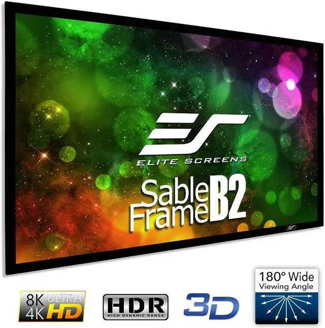 Alt view image 4 of 14 - elite screens sable frame b2, 100inch diag. 16:9, active 3d 4k / 8k ultra hd fixed frame home theater projection projector screen with kit, sb100wh2