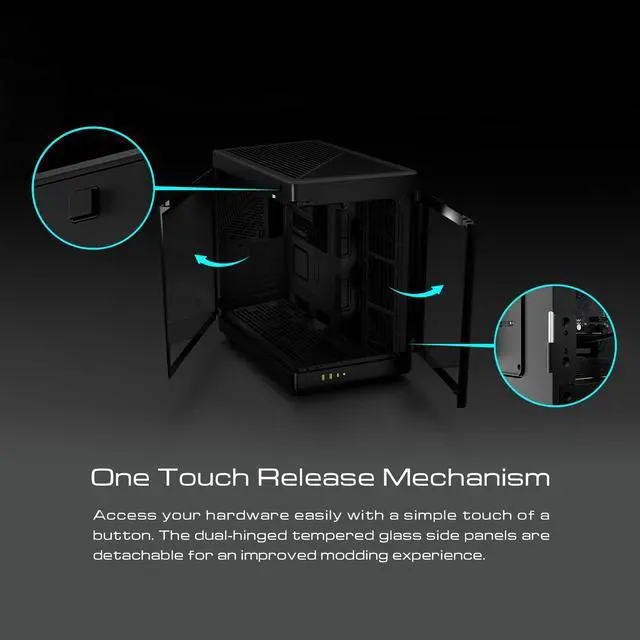 Alt view image 14 of 15 - Gamdias NESO P1, Black, Panoramic Tempered Glass ATX, Dual Chamber, Trapezoid Shaped