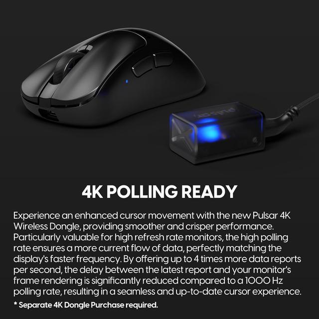 Alt view image 2 of 7 - Pulsar Gaming Gears Xlite V3 Medium Gaming Mouse PXV321 Black 5 Buttons 2.4GHz / Wired Optical 26000 dpi Gaming Mice