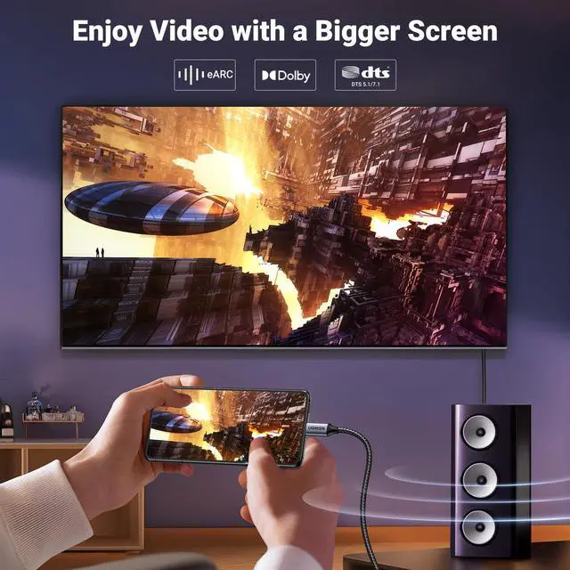 Alt view image 2 of 7 - UGREEN USB C to DisplayPort 1.4 Cable 8K@60Hz 4K@240Hz Thunderbolt 4/3 to DisplayPort Cord USB C to DP 1.4 32.4Gbps Braided Compatible iPhone 15, MacBook Pro/Air, iPad, Mac Mini, Galaxy, XPS 17, 6.6FT