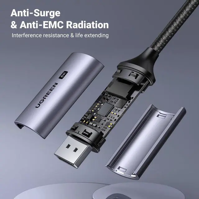 Alt view image 3 of 7 - UGREEN USB C to DisplayPort 1.4 Cable 8K@60Hz 4K@240Hz Thunderbolt 4/3 to DisplayPort Cord USB C to DP 1.4 32.4Gbps Braided Compatible iPhone 15, MacBook Pro/Air, iPad, Mac Mini, Galaxy, XPS 17, 6.6FT