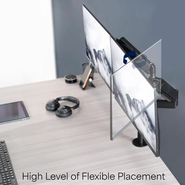 Alt view image 9 of 15 - VIVO Dual Monitor Mechanical Spring Sit-Stand Desk Mount for 2 Screens up to 32"