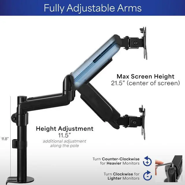 Alt view image 13 of 15 - VIVO Dual Monitor Mechanical Spring Sit-Stand Desk Mount for 2 Screens up to 32"