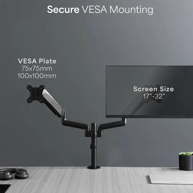 Alt view image 14 of 15 - VIVO Dual Monitor Mechanical Spring Sit-Stand Desk Mount for 2 Screens up to 32"