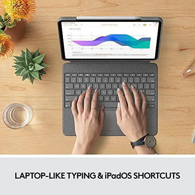Alt view image 19 of 20 - Logitech Combo Touch Keyboard/Cover Case for 12.9" Apple iPad Pro 5th Gen Gray