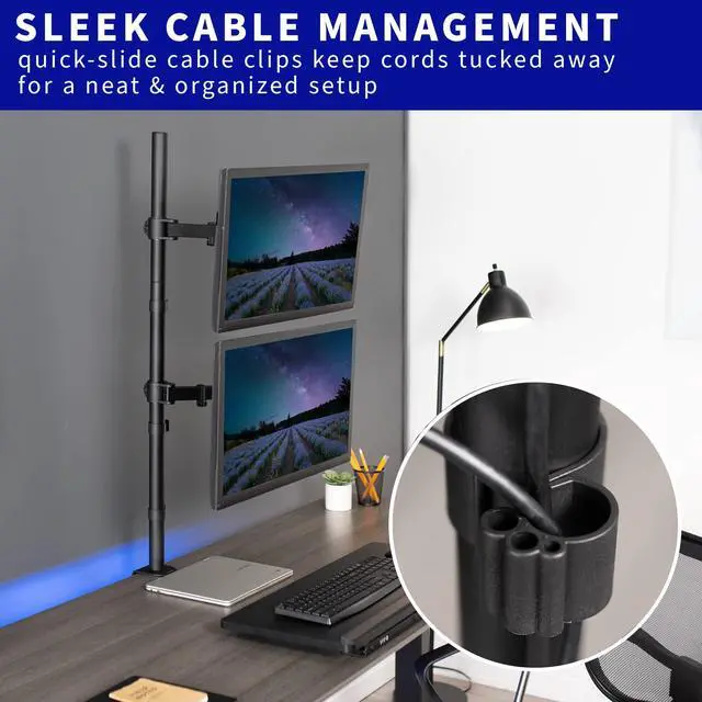 Alt view image 11 of 15 - VIVO Dual Monitor Mount Extra Tall Adjustable Stand | Fits Two Screens up to 27"