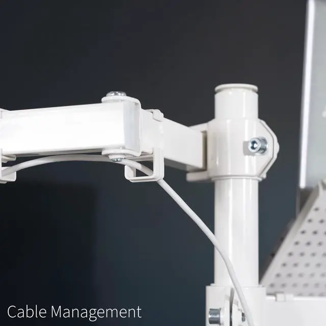 Alt view image 6 of 14 - VIVO White Adjustable Laptop & Monitor Desk Mount Stand, Fits 1 Screen up to 32"