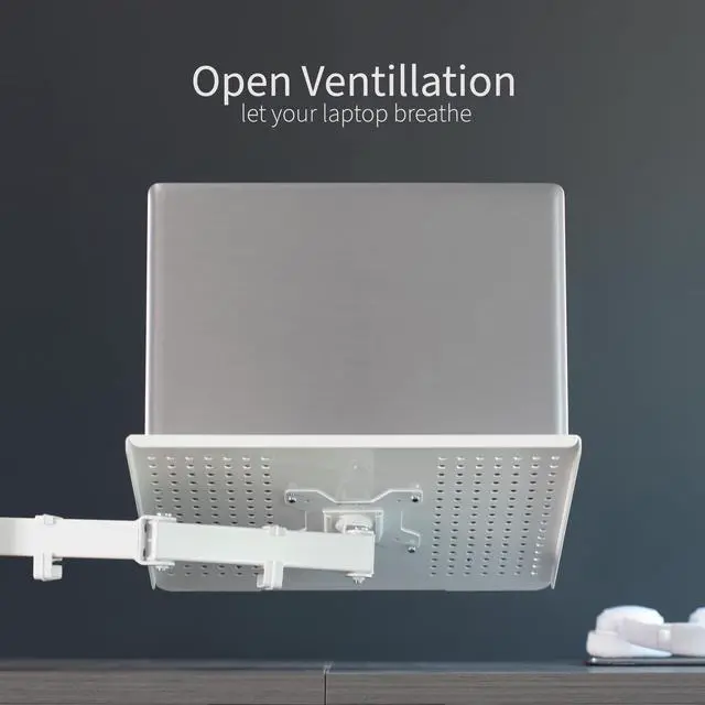 Alt view image 7 of 14 - VIVO White Adjustable Laptop & Monitor Desk Mount Stand, Fits 1 Screen up to 32"