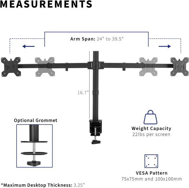 Alt view image 12 of 15 - VIVO Telescoping Dual Ultrawide 27" to 38" Monitor Heavy Duty Desk Mount Stand