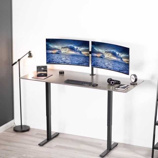 Alt view image 9 of 15 - VIVO Telescoping Dual Ultrawide 27" to 38" Monitor Heavy Duty Desk Mount Stand