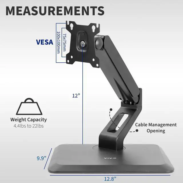 Alt view image 14 of 14 - VIVO Freestanding Pneumatic Spring Arm Mount, Tabletop Stand for 17" to 32" Touch Screens & Monitors (STAND-V001R)