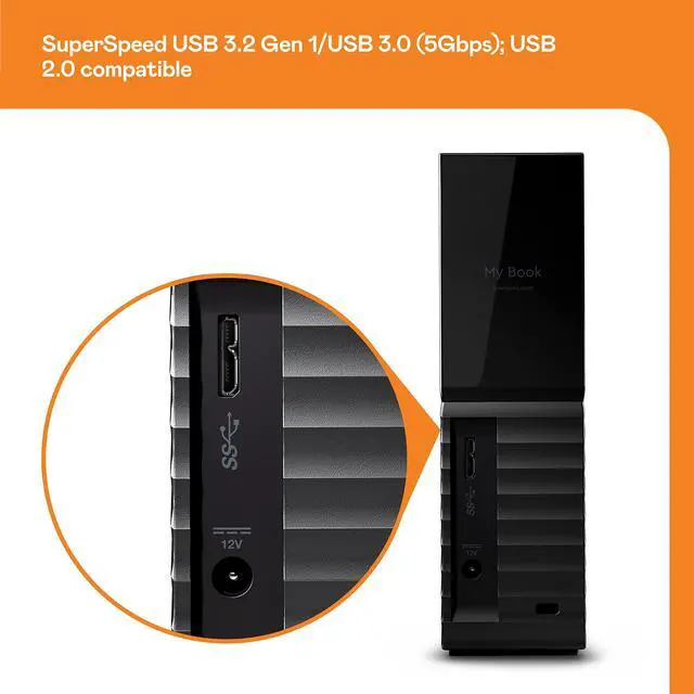 Alt view image 18 of 20 - WD My Book WDBBGB0060HBK - Hard drive - encrypted - 6 TB - external (desktop) - USB 3.0 - 256-bit AES - black