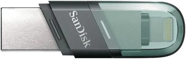 Alt view image 10 of 16 - SanDisk SDIX90N-128G-GN6NE MAH 128GB USB 3.1 Lightning iXpand Flash Drive Flip Silver/Blue
