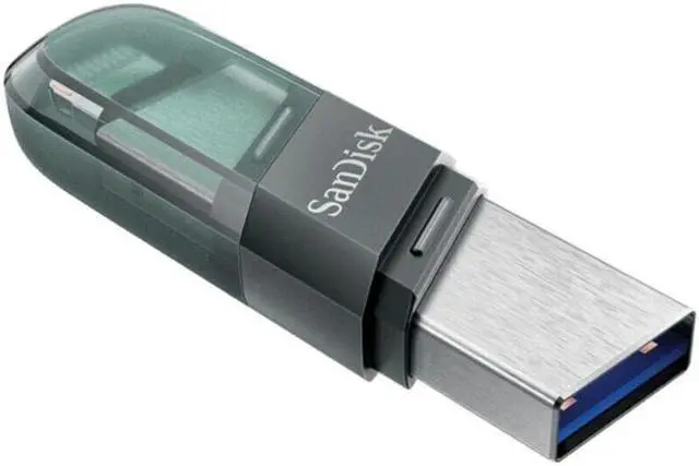 Alt view image 16 of 16 - SanDisk SDIX90N-128G-GN6NE MAH 128GB USB 3.1 Lightning iXpand Flash Drive Flip Silver/Blue