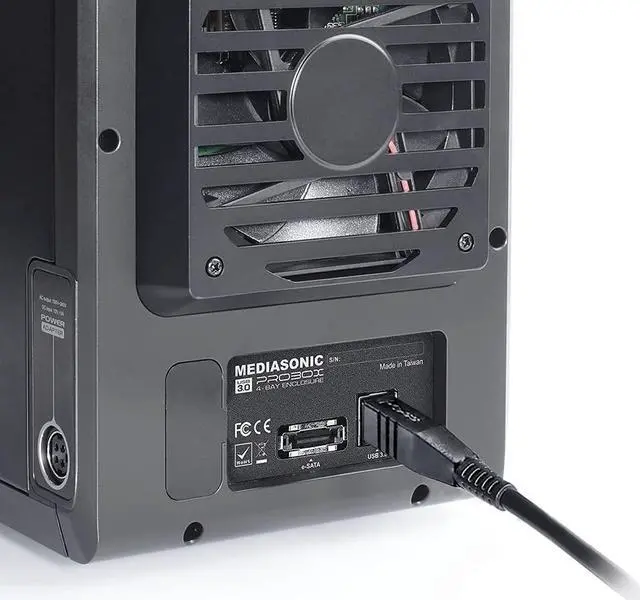 Alt view image 6 of 7 - Mediasonic PROBOX 4 Bay 3.5 SATA Hard Drive Enclosure USB 3.0 & eSATA Support 24TB HDD (HF2-SU3S3)