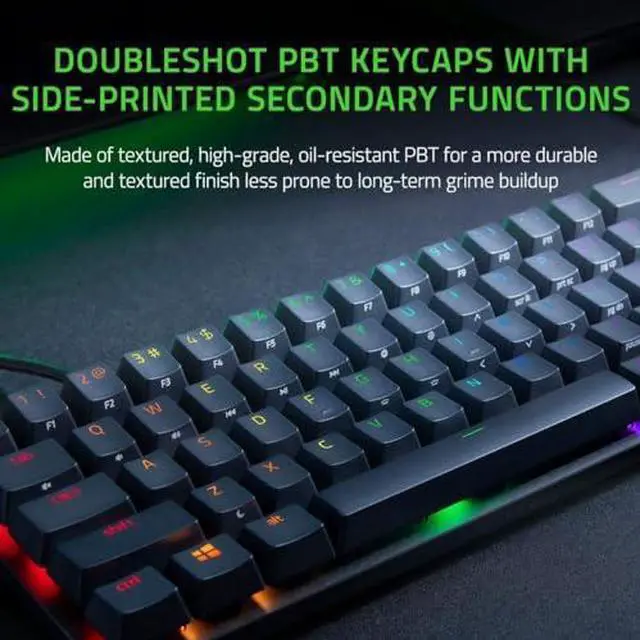 Alt view image 11 of 12 - Razer Huntsman Mini 60% Gaming Keyboard - Linear Optical Switches, Chroma RGB Lighting, PBT Keycaps, Onboard Memory - Black