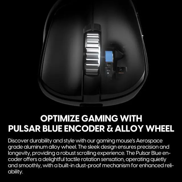 Alt view image 4 of 7 - Pulsar Gaming Gears Xlite V3 Wireles eS Competitive Gaming Mouse, Lightweight 2.3oz (65g), Optical Switch, 4K Dongle Included; Super high Polling rate 26k DPI, PAW3395 Sensor OLED display, Black