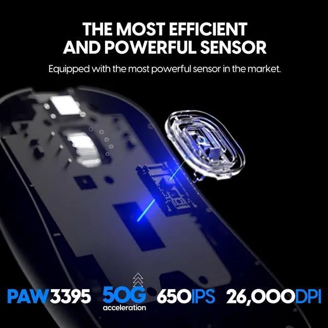 Alt view image 5 of 7 - Pulsar Gaming Gears Xlite V3 Wireles eS Competitive Gaming Mouse, Lightweight 2.3oz (65g), Optical Switch, 4K Dongle Included; Super high Polling rate 26k DPI, PAW3395 Sensor OLED display, Black