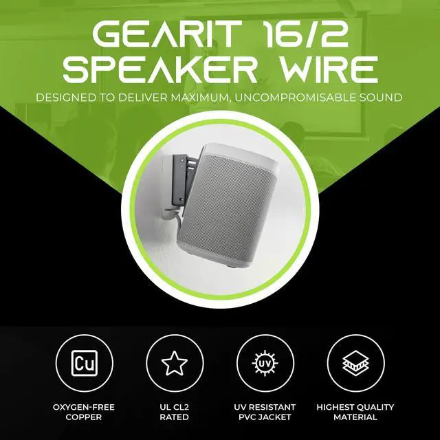Alt view image 13 of 14 - 16 Gauge CL2 OFC Speaker Wire, GearIT Pro Series 16AWG (100 Feet / 30.48 Meters / White) Oxygen Free Copper UL CL2 Rated In-Wall Speaker Wire Cable for Home Theater, Car Audio, and Outdoor Use