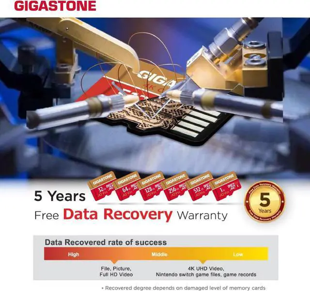 Alt view image 7 of 11 - [5-Yrs Free Data Recovery] Gigastone 1TB Micro SD Card, 4K Camera Pro, R/W up to 150/140 MB/s, 4K Video Recording for GoPro, DJI, Drone, MicroSDXC Memory Card UHS-I U3 A2 V30, with Adapter